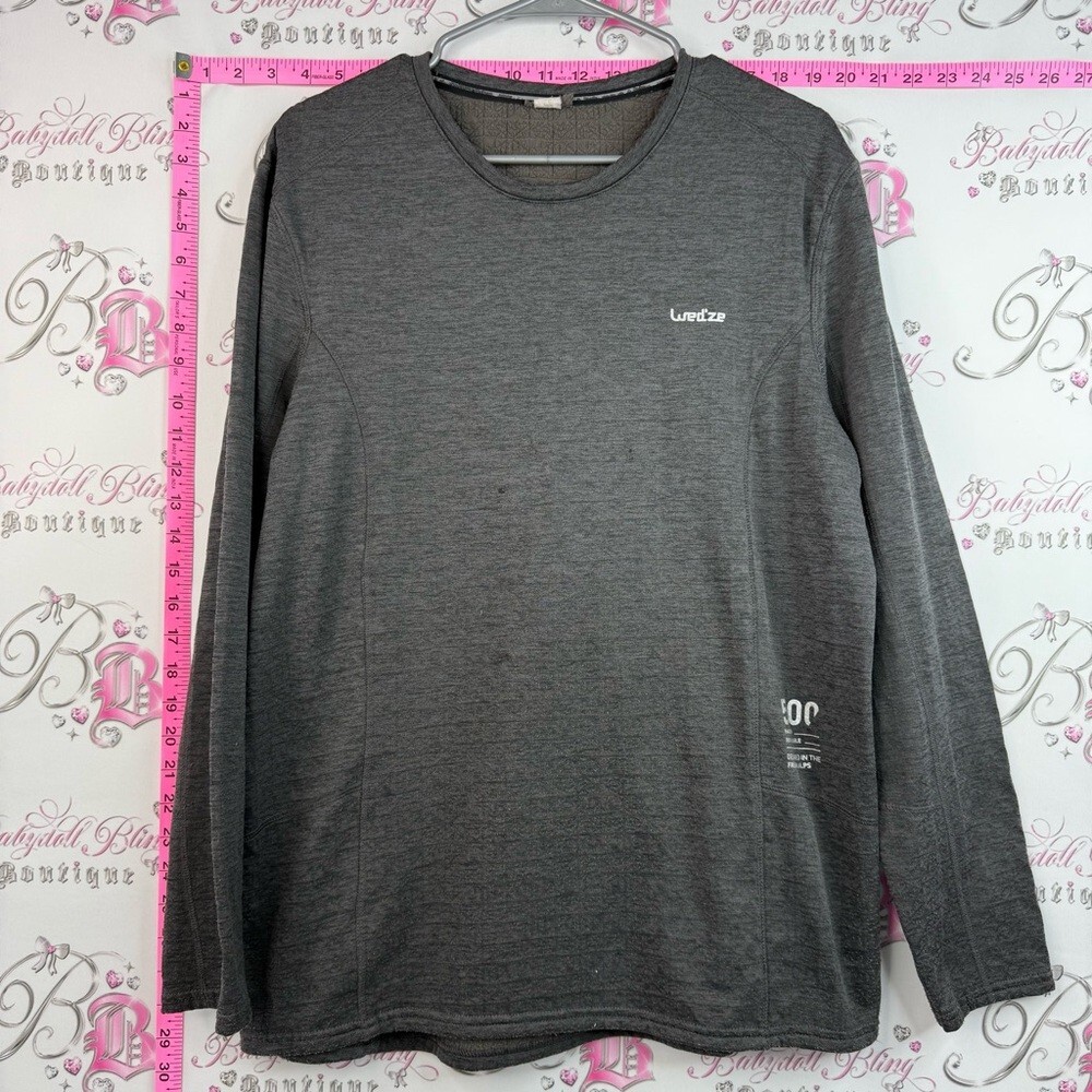 Wed’ze shirt stretchy grey Men's Long Sleeve Performance Tee - Gray